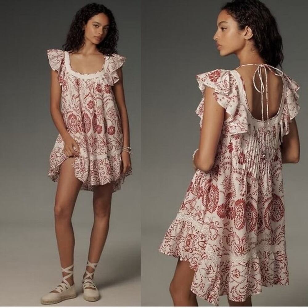 Maeve Red and White Mini Dress